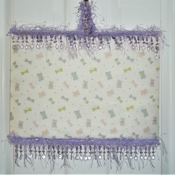 handmade nursery girls wall hanging purple fringe butterflies 12" X 16" - Picture 1 of 2